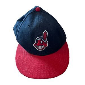 New Era 59FIFTY Cleveland Indians Chief Wahoo Hat 7 1/4 MLB On-Field Cap